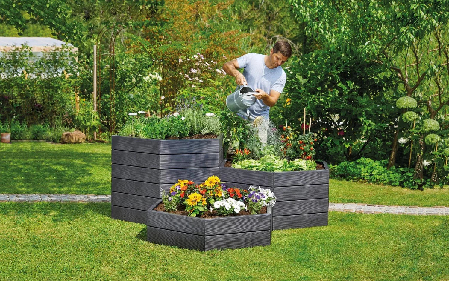 Exaco Hexagonal Raised Garden Bed Planter 1 Exaco Hexagonal Raised Garden Bed Planter