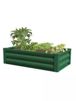 Powder-Coated Metal Raised Garden Bed, 24" X 48" 7 Powder-Coated Metal Raised Garden Bed, 24" X 48" -Default Template 3 8599393 02V powder coated metal raised garden bed 24x49 forest green