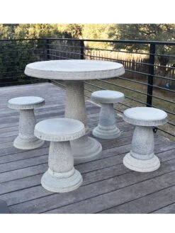 Round Patio Garden Table -Default Template 3 8610576 01v exaco trading round patio table set with 4 stools 1