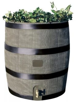 Round Rain Barrel With Planter, 35 Gallons -Default Template 3 8612856BK 08V tif