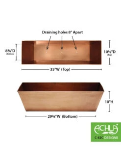 Achla Designs Plain Copper Plated Flower Box, Large -Default Template 3 8612915 03v