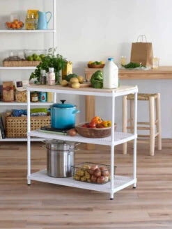 Front Page 4 MeshWorks © 3 Tier Plant Shelving With Wood Top